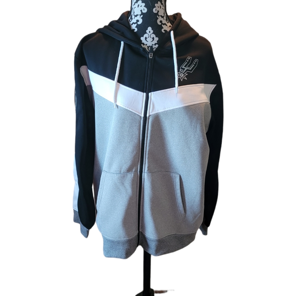 Men’s Grey & Black Full-Zip Hoodie Jacket